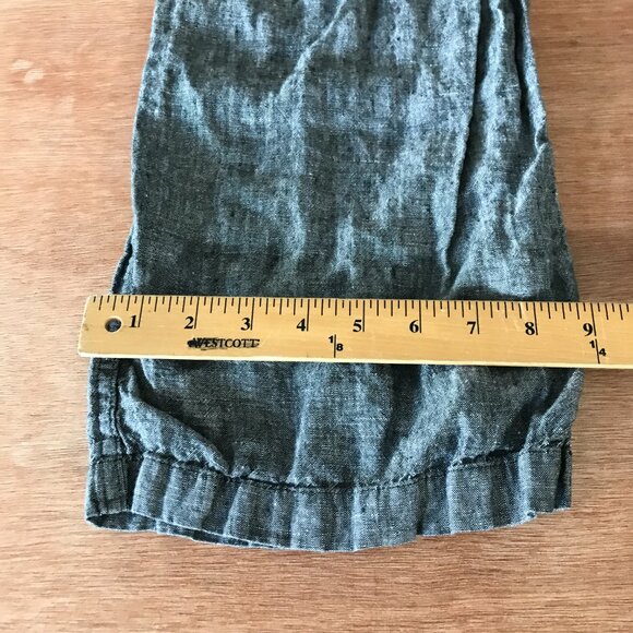 Allen Allen 100% Linen Pull On Pants Women XL Gray Tie Waist Pocket Lagenlook - Picture 6 of 14